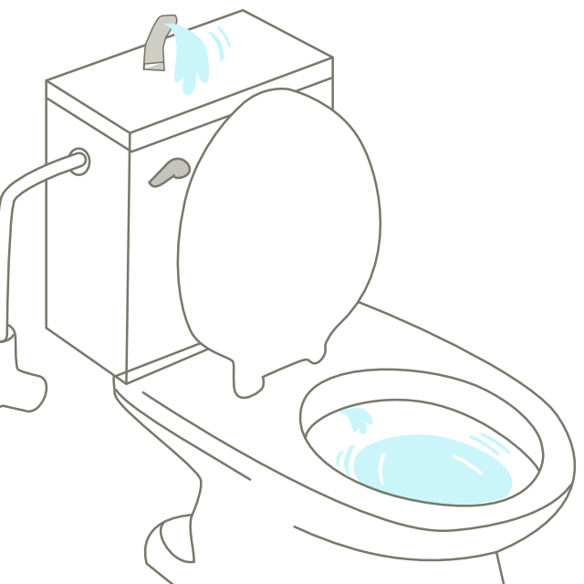 トイレの水が止まらない症状の直し方。トイレの水が長い時間チョロチョロと流れ続ける時に、止水栓を締めても水が流れ続ける場合と、止まる場合で原因が違い、原因にあった修理方法を解説しています。