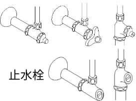蛇口の交換手順１、止水栓を止める